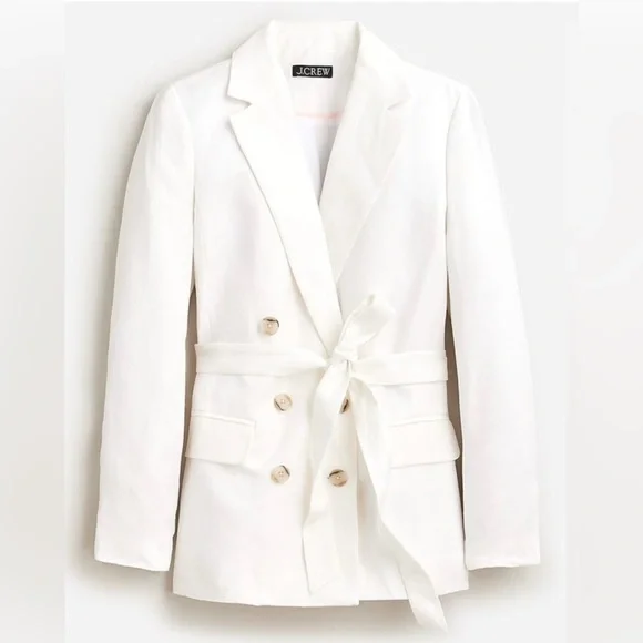 NEW / Double-breasted blazer-jacket in Chelsea linen-cupro blend / B002 - Picture 1 of 7